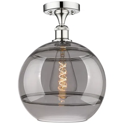 Innovations Lighting Edison Rochester 12"w Polished Chrome Semi-flush Mount W/ Light Smoke