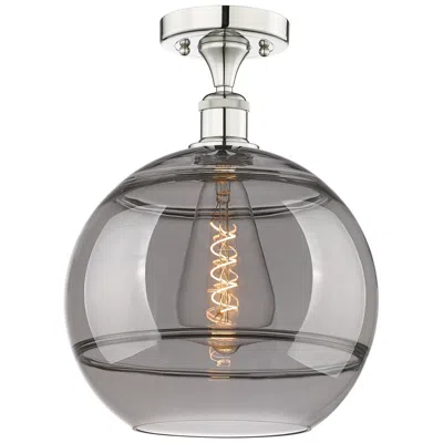 Innovations Lighting Edison Rochester 12"w Polished Nickel Semi-flush Mount W/ Light Smoke