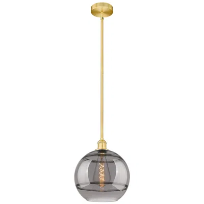Innovations Lighting Edison Rochester 12"w Satin Gold Stemmed Mini Pendant W/ Light Smoke S