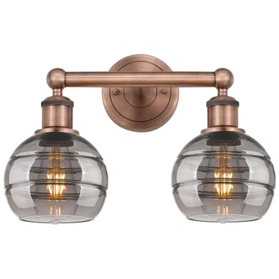 Innovations Lighting Edison Rochester 14.88"w 2 Light Copper Bath Light W/ Light Smoke Shad