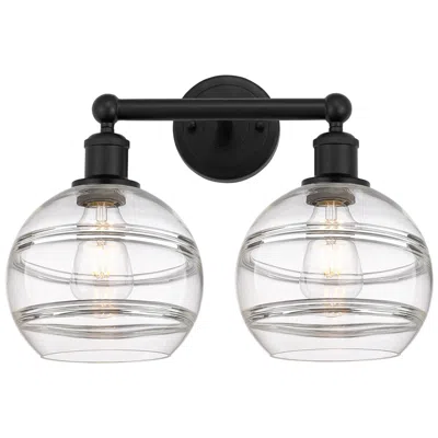 Innovations Lighting Edison Rochester 17" Wide 2 Light Matte Black Bath Light With Clear Sh
