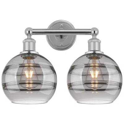 Innovations Lighting Edison Rochester 17"w 2 Light Chrome Bath Light W/ Light Smoke Shade