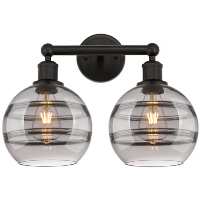 Innovations Lighting Edison Rochester 17"w 2 Light Oiled Bronze Bath Light W/ Light Smoke S