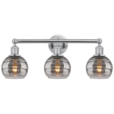 Innovations Lighting Edison Rochester 23.88"w 3 Light Chrome Bath Light W/ Light Smoke Shad
