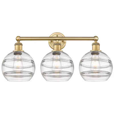 Innovations Lighting Edison Rochester 26" Wide 3 Light Brushed Brass Bath Light With Clear