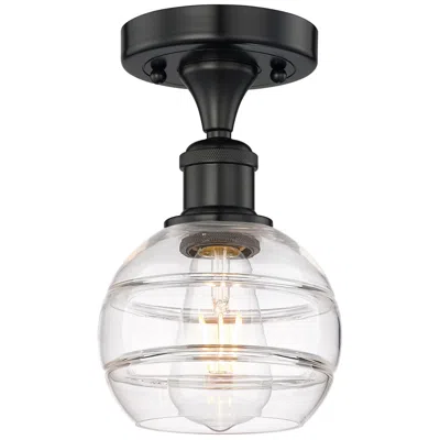 Innovations Lighting Edison Rochester 5.88" Wide Matte Black Semi-flush Mount With Clear Sh