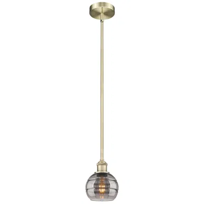 Innovations Lighting Edison Rochester 5.88"w Antique Brass Stemmed Mini Pendant W/ Smoke Sh