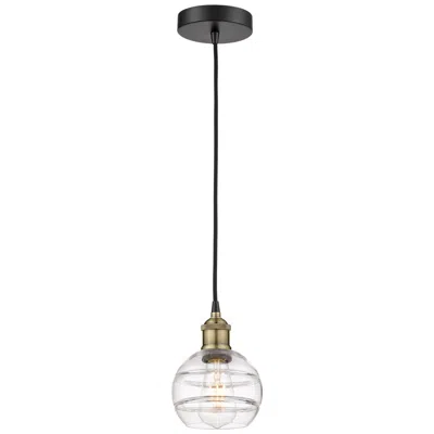 Innovations Lighting Edison Rochester 5.88"w Black Brass Corded Mini Pendant W/ Clear Shade