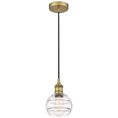 Innovations Lighting Edison Rochester 5.88"w Brushed Brass Corded Mini Pendant W/ Clear Sha