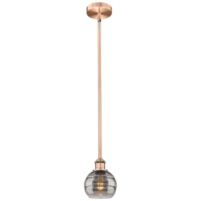 Innovations Lighting Edison Rochester 5.88"w Copper Stemmed Mini Pendant W/ Light Smoke Sha