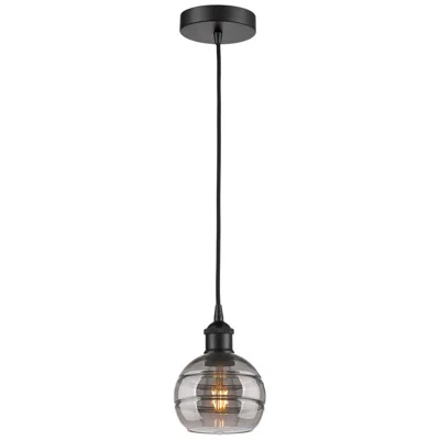 Innovations Lighting Edison Rochester 5.88"w Matte Black Corded Mini Pendant W/ Smoke Shade