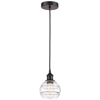 Innovations Lighting Edison Rochester 5.88"w Oiled Bronze Corded Mini Pendant W/ Clear Shad