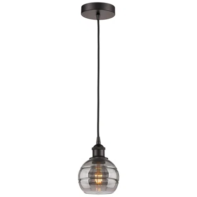Innovations Lighting Edison Rochester 5.88"w Oiled Bronze Corded Mini Pendant W/ Smoke Shad
