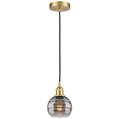 Innovations Lighting Edison Rochester 5.88"w Satin Gold Corded Mini Pendant W/ Light Smoke