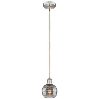 Innovations Lighting Ballston Rochester 5.88"w Satin Nickel Stemmed Mini Pendant W/ Smoke S In Silver