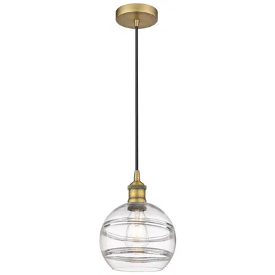 Innovations Lighting Edison Rochester 8" Wide Brushed Brass Corded Mini Pendant W/ Clear Sh