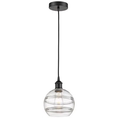 Innovations Lighting Edison Rochester 8" Wide Matte Black Cord Hung Mini Pendant W/ Clear S