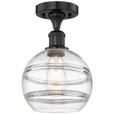 Innovations Lighting Edison Rochester 8" Wide Matte Black Semi-flush Mount With Clear Shade