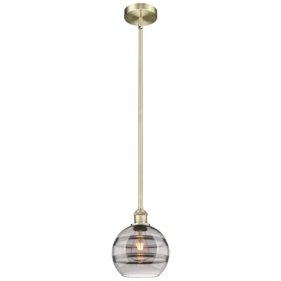Innovations Lighting Edison Rochester 8"w Antique Brass Stemmed Mini Pendant W/ Smoke Shade