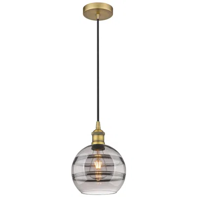 Innovations Lighting Edison Rochester 8"w Brushed Brass Corded Mini Pendant W/ Light Smoke