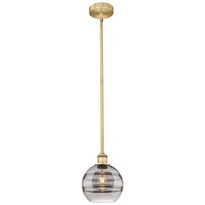 Innovations Lighting Edison Rochester 8"w Brushed Brass Stemmed Mini Pendant W/ Smoke Shade