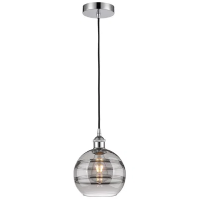 Innovations Lighting Edison Rochester 8"w Chrome Corded Mini Pendant W/ Light Smoke Shade