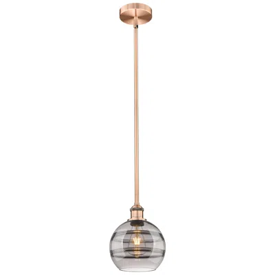 Innovations Lighting Edison Rochester 8"w Copper Stemmed Mini Pendant W/ Light Smoke Shade