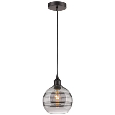 Innovations Lighting Edison Rochester 8"w Oiled Bronze Corded Mini Pendant W/ Light Smoke S