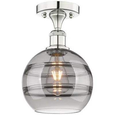 Innovations Lighting Edison Rochester 8"w Polished Nickel Semi-flush Mount W/ Light Smoke S