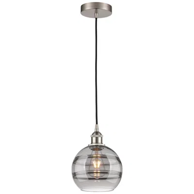 Innovations Lighting Edison Rochester 8"w Satin Nickel Corded Mini Pendant W/ Light Smoke S