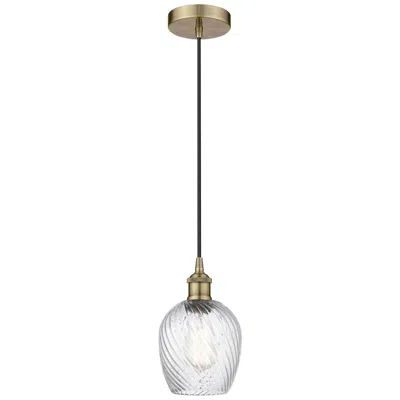Innovations Lighting Edison Salina 5" Antique Brass Corded Mini Pendant W/spiral Fluted Sha In Gold