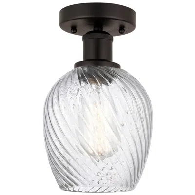 Innovations Lighting Edison Salina 5" Bronze Semi Flush Mount W/ Clear Spiral Fluted Shade