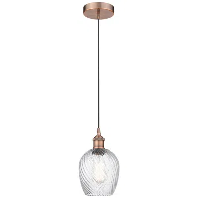 Innovations Lighting Edison Salina 5" Copper Corded Mini Pendant W/ Clear Spiral Fluted Sha
