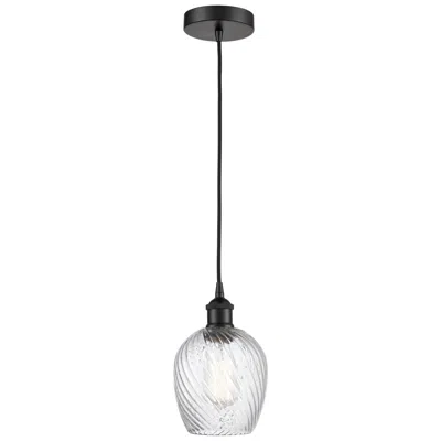 Innovations Lighting Edison Salina 5" Matte Black Corded Mini Pendant W/spiral Fluted Shade