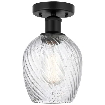 Innovations Lighting Edison Salina 5" Matte Black Semi Flush Mount W/ Clear Spiral Fluted S