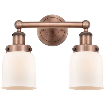 Innovations Lighting Edison Small Bell 15.5"w 2 Light Antique Copper Bath Light With White