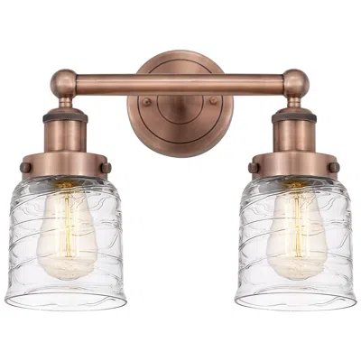 Innovations Lighting Edison Small Bell 15.5"w 2 Light Copper Bath Light With Deco Swirl Sha