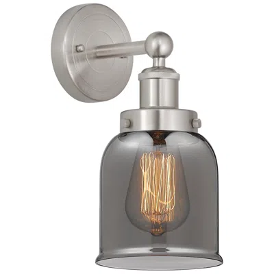 Innovations Lighting Edison Small Bell 7" Brushed Satin Nickel Sconce W/ Plated Smoke Shade In Gray