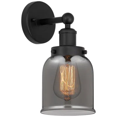 Innovations Lighting Edison Small Bell 7" Matte Black Sconce W/ Plated Smoke Shade