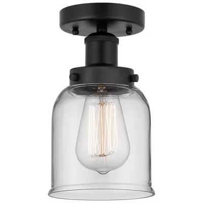 Innovations Lighting Edison Small Bell 7" Matte Black Semi Flush Mount W/ Clear Shade