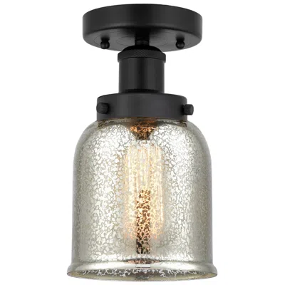 Innovations Lighting Edison Small Bell 7" Matte Black Semi Flush Mount W/ Mercury Shade