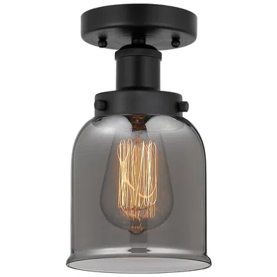 Innovations Lighting Edison Small Bell 7" Matte Black Semi Flush Mount W/ Plated Smoke Shad