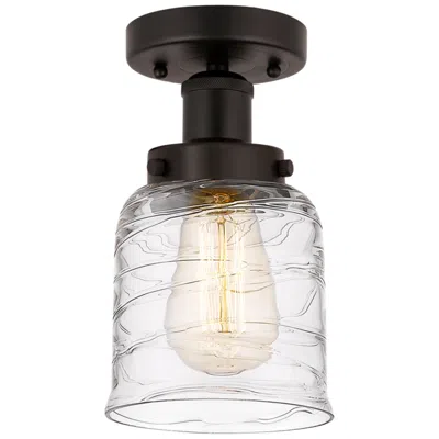 Innovations Lighting Edison Small Bell 7" Oil Rubbed Bronze Semi Flush Mount W/ Deco Swirl