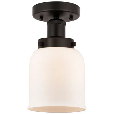 Innovations Lighting Edison Small Bell 7" Oil Rubbed Bronze Semi Flush Mount W/ White Shade