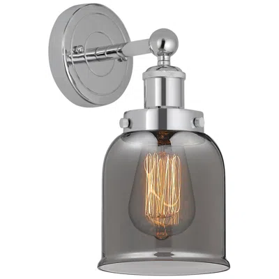 Innovations Lighting Edison Small Bell 7" Polished Chrome Sconce W/ Plated Smoke Shade In Gray