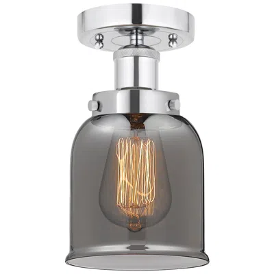 Innovations Lighting Edison Small Bell 7" Polished Chrome Semi Flush Mount W/ Plated Smoke