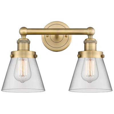 Innovations Lighting Edison Small Cone 15.5"w 2 Light Brushed Brass Bath Light With Clear S