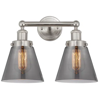 Innovations Lighting Edison Small Cone 16" 2-light Brushed Nickel Bath Light W/ Smoke Shade