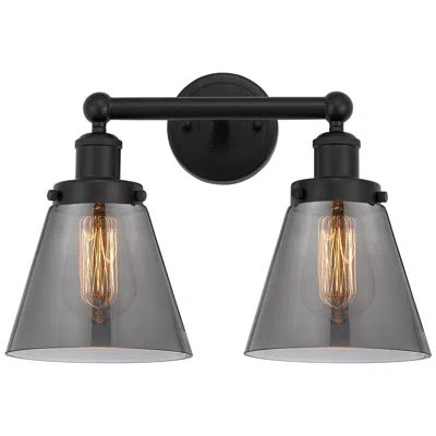 Innovations Lighting Edison Small Cone 16" 2-light Matte Black Bath Light W/ Plated Smoke S