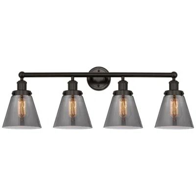 Innovations Lighting Edison Small Cone 34" 4-light Oil Rubbed Bronze Bath Light W/ Smoke Sh